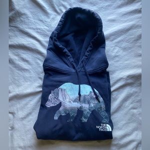 North face hoodie/sweatshirt - size s - black with design